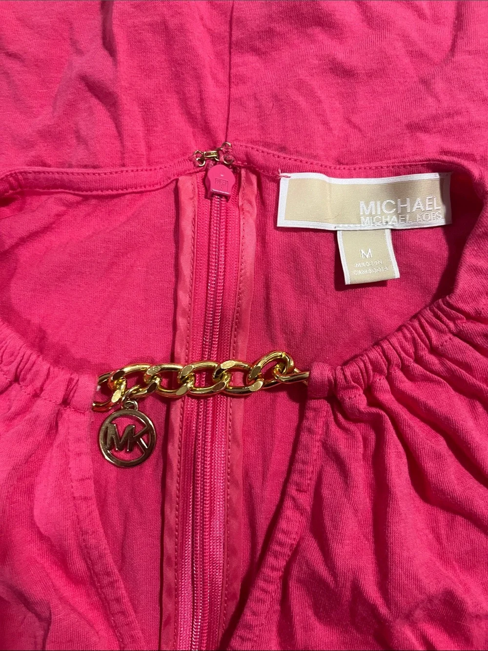 Michael Kors Fuchsia Sleeveless Tank with Gold Chain Accent